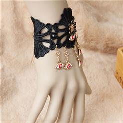 Gothic Black Wristband Butterfly Embellishment Bracelet J17892
