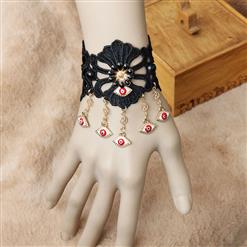 Gothic Black Wristband Butterfly Embellishment Bracelet J17892