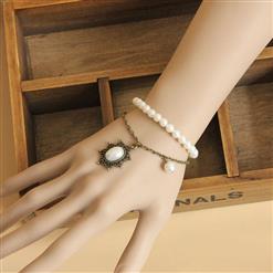 Vintage Elegance White Pearl Embellishment Bracelet J17900