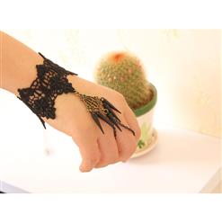 Victorian Gothic Black Lace Wristband Rivet Embellishment Bracelet J17905