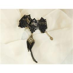 Victorian Gothic Black Lace Wristband Rivet Embellishment Bracelet J17905