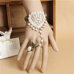 Vintage Embroidery Pearl Bracelet with Metal Ring J17913