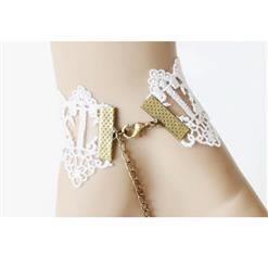 Vintage Wristband Rose Embellishment Bracelet with Ring J18046