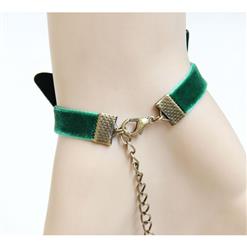 Retro Green Wristband Butterfly Embellished Bracelet with Ring J18078