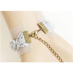 Vintage Roses Wristband Four-leaf Clover Bracelet with Ring J18114