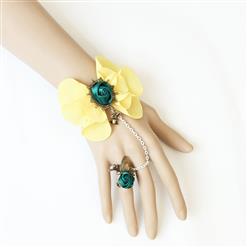 Vintage Lace Bracelet, Gothic Rose Bracelet, Cheap Wristband, Gothic White Lace Bracelet, Victorian Floral Lace Bracelet, Retro White Floral Lace Wristband, Bracelet with Ring, #J18117