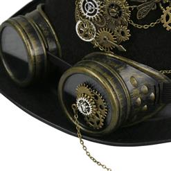 Steampunk Bronze Metal Gear Chain and Goggles Masquerade Costume Top Hat J19511