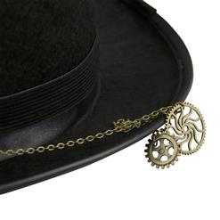 Steampunk Bronze Metal Gear Chain and Goggles Masquerade Costume Top Hat J19511