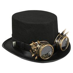 Steampunk Bronze Metal Rivet Goggles Masquerade Fancy Party Costume Top Hat J19528