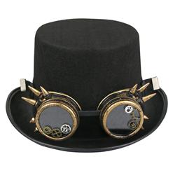 Steampunk Bronze Metal Rivet Goggles Masquerade Fancy Party Costume Top Hat J19528