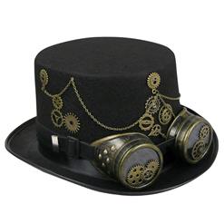 Steampunk Bronze Metal Goggles and Gears Masquerade Fancy Party Costume Top Hat J19529