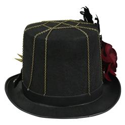 Unisex Steampunk Red Rose and Bronze Goggles Masquerade Fancy Costume Top Hat J19542