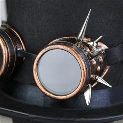 Steampunk Rivet Bronze Color Goggles Masquerade Fancy Halloween Costume Top Hat J19838