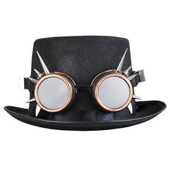 Steampunk Rivet Bronze Color Goggles Masquerade Fancy Halloween Costume Top Hat J19838