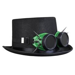 Steampunk Rivet Green Goggles Masquerade Fancy Halloween Costume Top Hat J19839