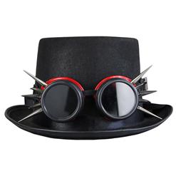 Steampunk Rivet Red Goggles GlaMasquerade Fancy Halloween Costume Top Hat J19840