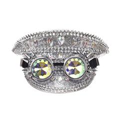 Punk Silver Sequin Rhinestone Rivet Kaleidoscope Glasses Goggles Masquerade Top Hat J20841