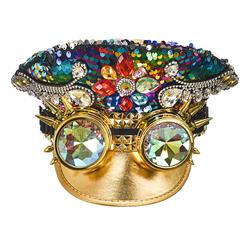 Steampunk Rhinestones and Sequins Army Service Cap Masquerade Cosplay Costume Top Hat J21536