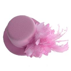 Retro Fancy Hair Clip, Party Hairpin, Fashion Ball Hair Accessory, Pink Mini Top Hat, Adorable feathered Mini Hat, Cocktail Mini Top Hat, #J7033