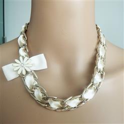 Women's Elegant Alloy and Ribbon Necklace J7431