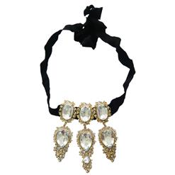 Ribbon Rhinestone Necklace J7432