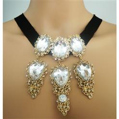 Ribbon Rhinestone Necklace J7432