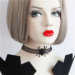 Black Gothic Vintage Vampire Netted Spider Choker Necklace J17378