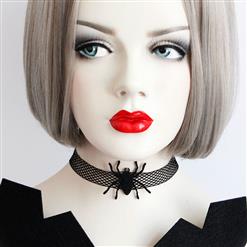 Black Gothic Vintage Vampire Netted Spider Choker Necklace J17378