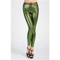 Sexy Green Fish Scale Pattern Low Waist Leggings L10265