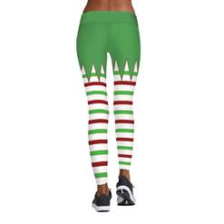 Women's Sexy 3D Digital Print Chic Ugly Santa Christmas Slim Leggings Tights L15107