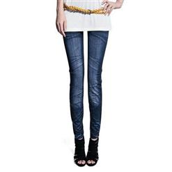 Fashion Blue Leggings Imitation Denim Jeans Jeggings L5270