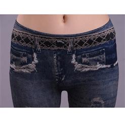 Blue Fashion Assembled Thick Legging L5279