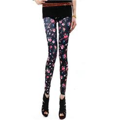 Fashion Small Black Floral Leggings L5471
