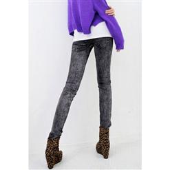 Fashion Printed Black Ripped Jeans Leggings Imitation Denim Jeans Jeggings L5594