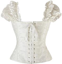 Steel Boning ruffle tie straps corset M1348