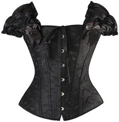 Steel Boning corset, ruffle tie straps corset, embroidered corset, #M4308