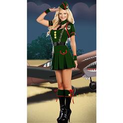 Major Trouble Costume, Green Khaki Costume Dress, Army Major Costumet, #M6646