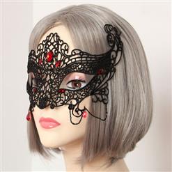 Medieval Queen's Black Lace Gems Half Mask MS12935