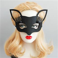 Halloween Party Masks, Costume Ball Masks, Black Fox Face Mask, Masquerade Party Face Mask, Charming Fox Face Mask, Black Cosplay Face Mask, #MS17342