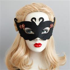 Halloween Party Masks, Costume Ball Masks, Black Animal Face Mask, Masquerade Party Face Mask, Charming Flower Eye Mask, Black Cosplay Eye Mask, #MS17343