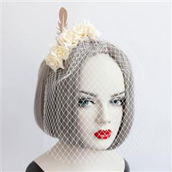 Fashion Beige Flower Fishnet Face Mask Cosplay Party Headband MS17366