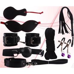 Eight Set Black SM Props, Bondage Adult Sex Toys, Playtime Set Accessories, #MS6966