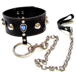 Leather Choker W/Chain & Leash MS7142