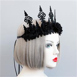 Elegant Charming Black Flower Crown Headband Wedding Headwear MS17546