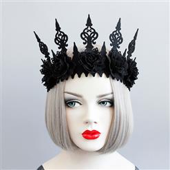 Charming Black Flower Headband, Flower Crown Headband, Wedding Headwear for Women, Elegant Flower Crown Headwear, Beautiful Black Flower Hairband, #MS17546