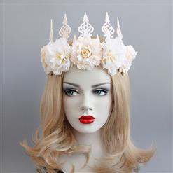 Charming Apricot Flower Headband, Flower Crown Headband, Wedding Headwear for Women, Elegant Flower Crown Headwear, Beautiful Apricot Flower Hairband, #MS17545