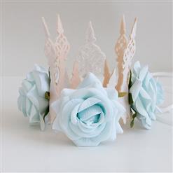 Elegant Charming Light Blue Flower Crown Headband Wedding Headwear MS17544