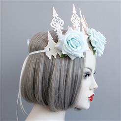 Elegant Charming Light Blue Flower Crown Headband Wedding Headwear MS17544