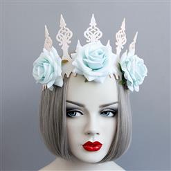 Elegant Charming Light Blue Flower Crown Headband Wedding Headwear MS17544