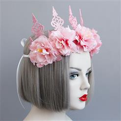 Elegant Charming Pink Flower Crown Headband Wedding Headwear MS17543